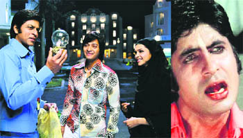 Farah Khan’s Om Shanti Om was a classic tribute to the 1970s; and (right) the original Don featuring Amitabh Bachchan inspired the Shah Rukh Khan-starrer of the same name, with SRK trying to cash in on one of the most loved underworld characters of that decade