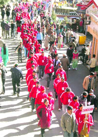 Special children from all over India during an awareness rally on social integration on the Ridge in Shimla on Saturday.