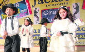 Children take part in the Super Talent Hunt 2010 organised by M Jackson Dancing Institute at Kameshwar Palace in Akhnoor on Saturday.