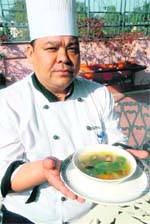 Chef Gopal Khatka with Lah May Corn Soup