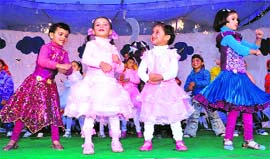 Tiny tots of Doon Valley Public School dance in Dehradun on Saturday.