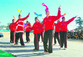 Special children perform during the closing ceremony of National Special Olympics at BCS School in Shimla on Sunday.