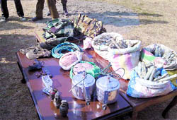 Arms and ammunition recovered from a module of militants which was busted in Anantnag district on Sunday