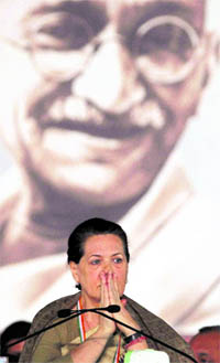 A pensive Congress president at the party plenary on Sunday