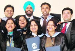Students of MM University, Mullana, in a jubilant mood after getting their degrees on Monday.