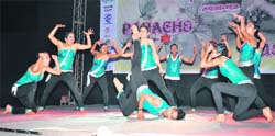 A dance troupe performs during Imperium-20X, the annual fest of the Management Development Institute,in Gurgaon.
