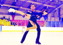 Anoop Kumar Yama and Avni perform during the figure ice- skating event at the Open Ice-Skating Championship in Dehradun on Tuesday