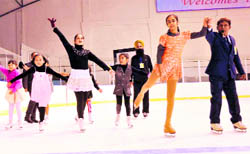 Children perform at the inaugural ceremony of the Open Ice-Skating Championship in Dehradun on Tuesday