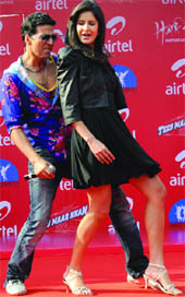 Actors Akshay Kumar and Katrina Kaif promote their film Tees Maar Khan at Ansal Plaza in New Delhi