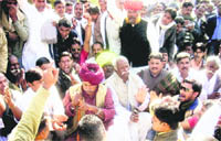 Gujjar leader Col (retd) Kirori Singh Bainsla at a protest.  PTI 