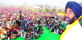 Former Finance Minister Manpreet Singh Badal addresses a gathering at Khanna