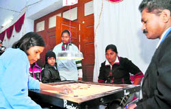 A match in the 39th Junior National and Inter-State Carrom Championship under way in Dehradun on Friday