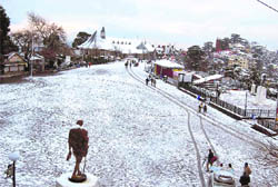 An aerial view of the Ridge in Shimla on Friday. 