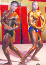 Bodybuilders participate in a championship organised by the Chandigarh Bodybuilding Association in Mohali on Saturday
