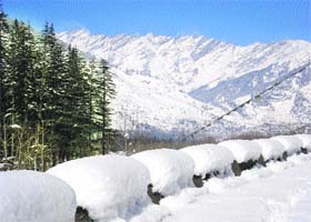 The snow-clad Pir Panjal ranges on Saturday