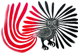 The Enchanted Owl. Stonecut on paper by Kenojuak Ashevek, 1960