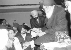 Punjab Chief Minister Parkash Singh Badal interacts with mediapersons at Phase XI in Mohali