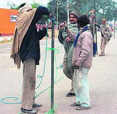 Preparations under way for the solar eclipse mela at the Bramh Sarovar in Kurukshetra on Sunday.