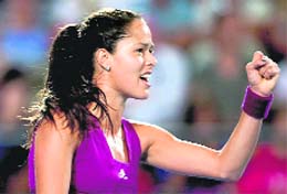 Serbian Ana Ivanovic clenches her fist as she defeats Kazakhstans' Yaroslava Shvedova in straight sets on day two of the Hopman Cup team tennis in Perth on Sunday. 