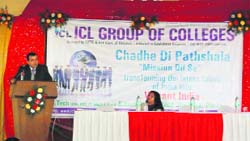 Sanjeev Chadha of the ICL Group of Companies speaks at a function Mission Dil Se organised at Naraingarh. 