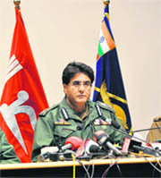 DGP Kuldeep Khoda addresses mediapersons in Jammu on Monday.
