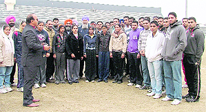 Aspirants on the first day of the trials for the Shaheed-e-Azam Sardar Bhagat Singh Punjab State Games in Ludhiana on Monday.