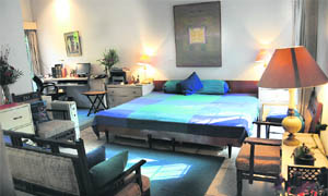 The master bedroom presents many shades