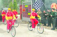 A cycle expedition of 126 Infantry Battalion of the Territorial Army arrives at Jalandhar Cantonment. 