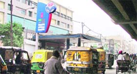 The HPCL fuel station near the local bus stand.