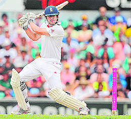 Alastair Cook hits out against Australia on day two of the fifth Ashes Test at the Sydney Cricket Ground on Tuesday.