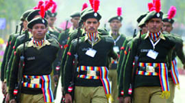 Getting Ready for D-day: NCC cadets practise at the Delhi Parade Ground ahead of the Republic Day function in New Delhi
