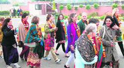 Members of a delegation from St Catherine University, Minneapolis, USA, on a visit to Bhagat Phool Singh University in Sonepat 