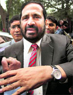 Commonwealth Games OC chairman Suresh Kalmadi after his questioning