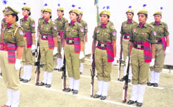 The newly recuited all-women contingent at the salutation ceremony held at Ropar on Wednesday.