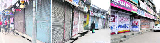 Markets in Haridwar and Jwalapur remained closed on Thursday. Tribune photographs