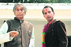 Girish Tewari, alias Girda, and Deepak Dobriyal in a still from Daayen Ya Baayen.