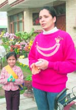 Daman Chinna with her daughter Mehak at their residence in Phase X of Mohali on Friday. 