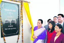 Uttarakhand Governor Margaret Alva inaugurates a building of the Himalayan College of Nursing at Jolly Grant near Dehradun on Friday
