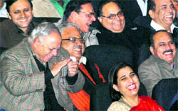 The audience has a hearty laugh during the Hasya Kavi Sammelan at the Tagore Theatre in Chandigarh on Saturday