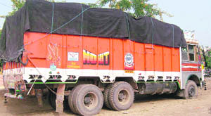 A truck loaded with 550 bags of wheat at Kalanwali in Sirsa.