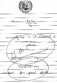 The answersheet of an engineering student with his cell number and the offer for a good deal meant for the examiner.