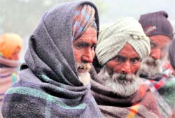 Village residents gather at Guru Nanak Bhawan, Ludhiana, on Sunday