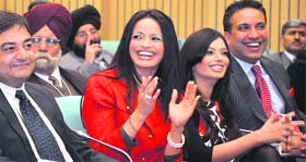 Canadian MP Ruby Dhalla along with other delegates at the Pravasi Bharatiya Divas in New Delhi.