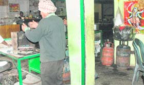 Domestic gas cylinders being used at a shop in Mohali