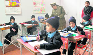 Children of convicts studying at the womens jail in Ludhiana on Monday.