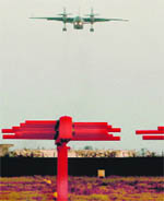 Guiding beacon:The new Instrument Landing System installed at Chandigarh Airport. Flights can now land and take off in low visibility during foggy weather at the airport.