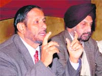 Lt-Col B.S. Sandhu, CMD, WWICS, at a press conference in Jalandhar. 