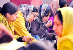Students partake langar from the community kitchen on the occasion of Gurpurab at Malwa Central College of Education for Women