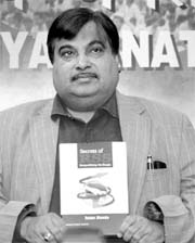 BJP president Nitin Gadkari releases a book in New Delhi on Tuesday.