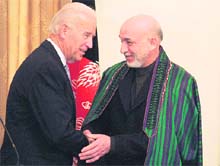 US Vice-President Joe Biden with Afghan President Hamid Karzai